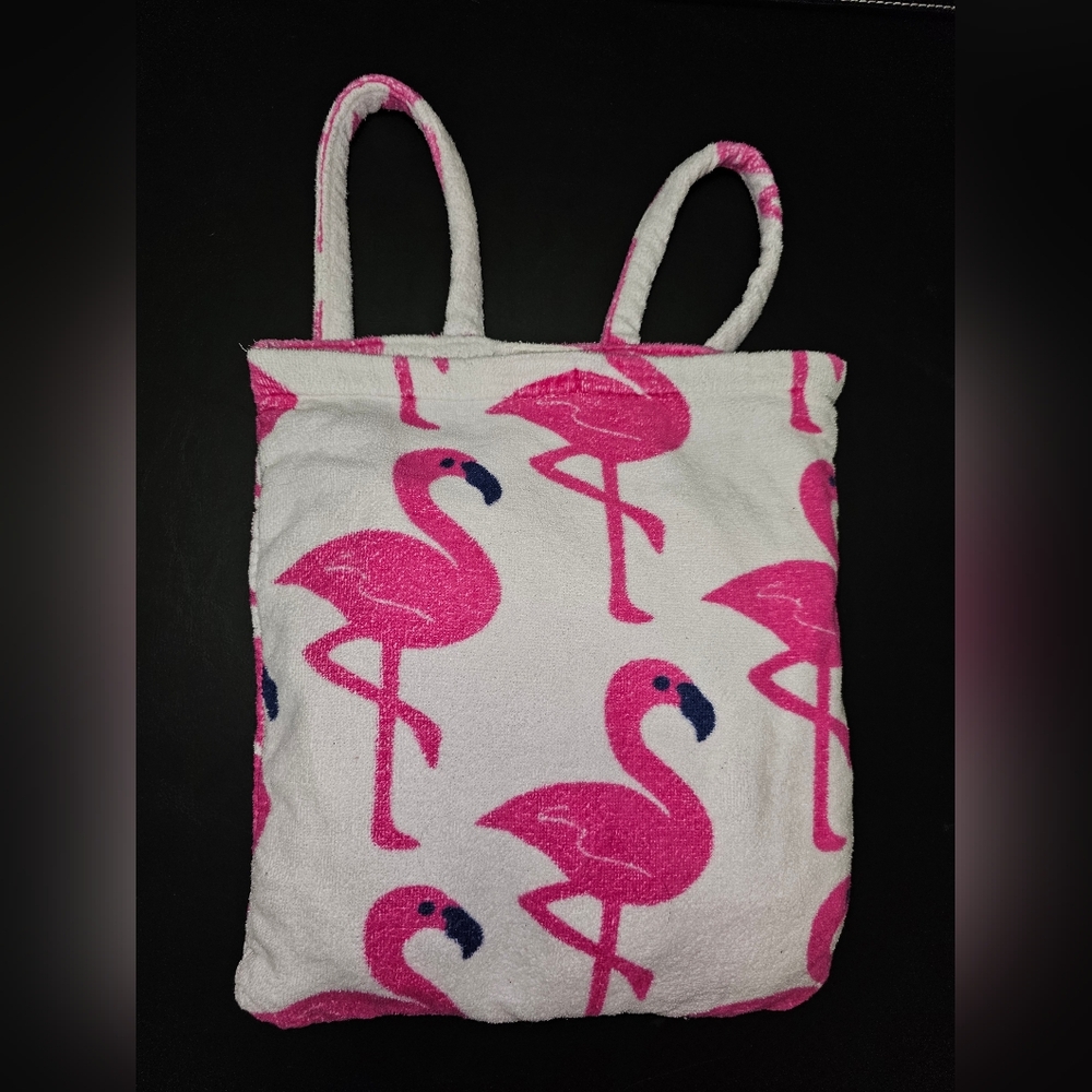 EUC Pink Flamingo Tote Bag Towel By Boathouse For Kids
